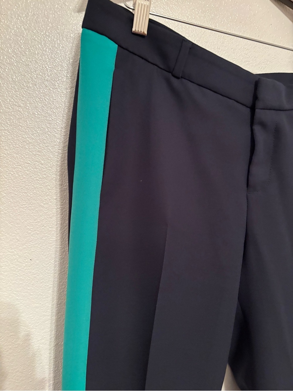Banana republic avery tuxedo stripe ankle dress pants navy blue green 6 - Picture 4 of 7